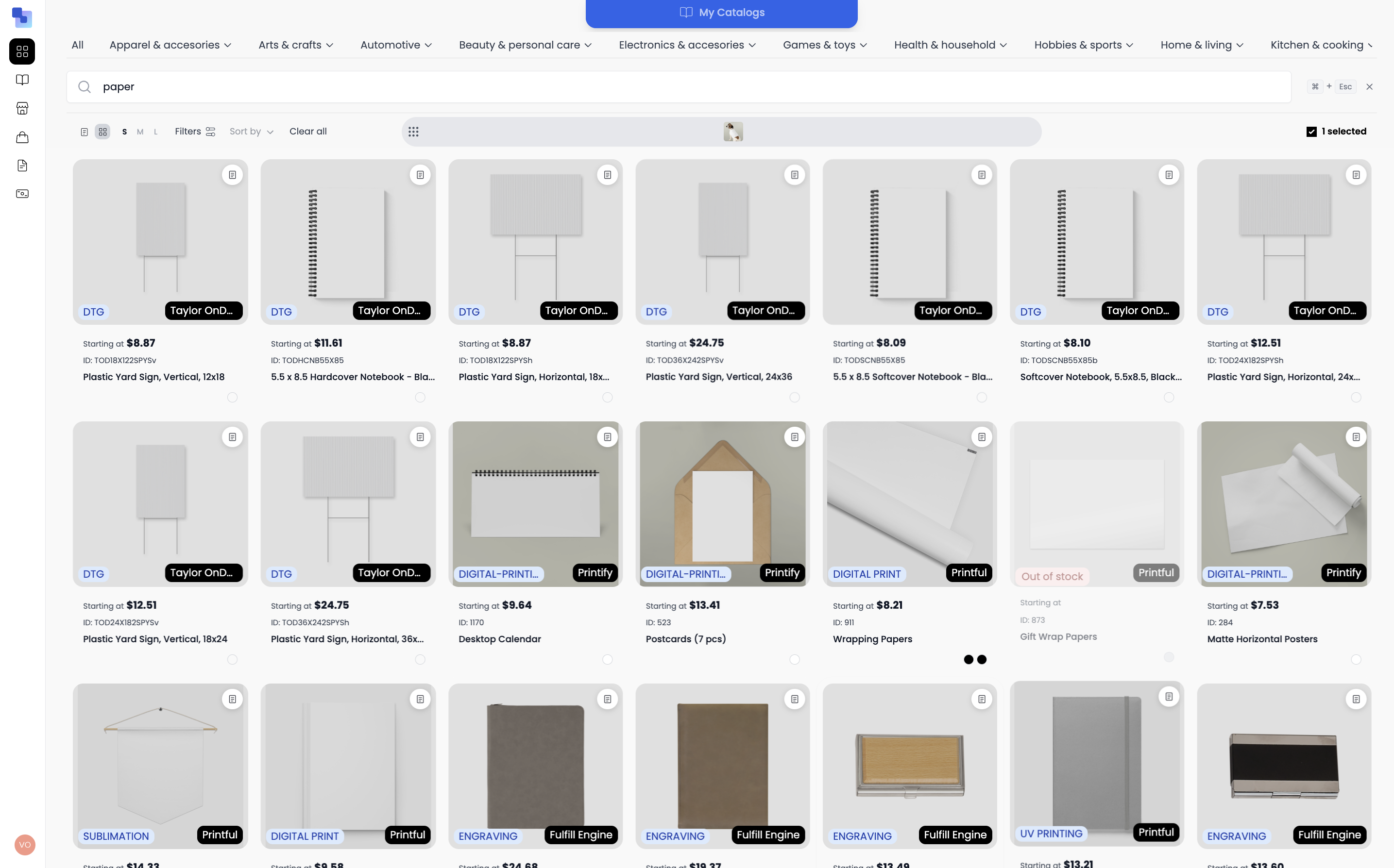 Print-on-demand paper products on Brikl — stickers, business cards, posters, and signage
